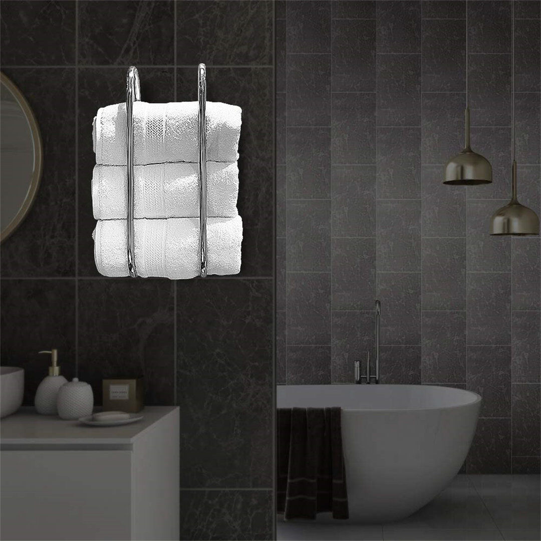 Latitude Run Beybut 2 Bar Wall Mounted Required Towel Rack Silver 51.2cm H X 17.5cm L X 15.5cm D