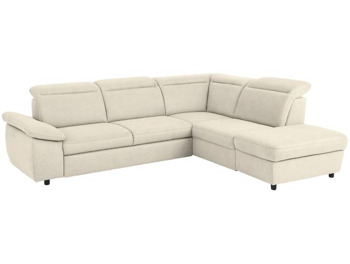 Ecksofa, Struktur Fein & Luxus-Microfaser, Weiß, 276×232 cm, Mit Ottomane & Verstellbaren Armlehnen, Klassisch, Home-affaire