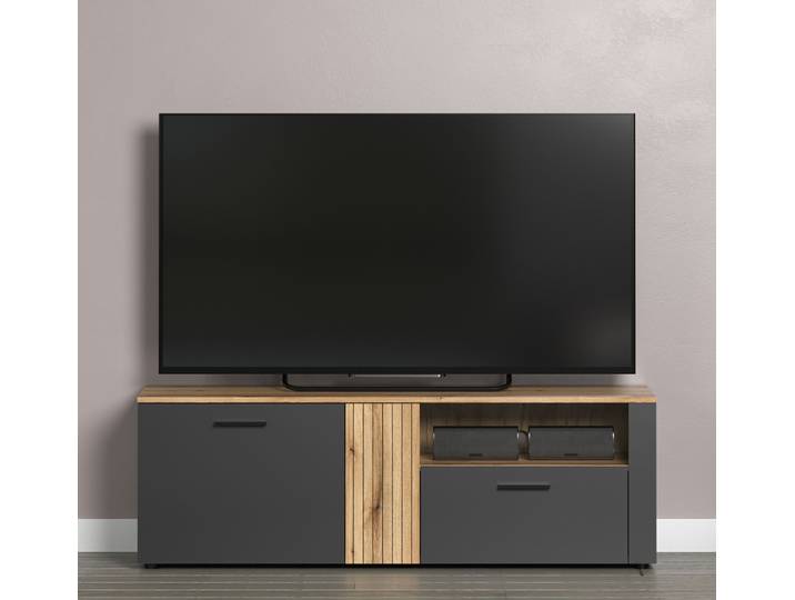 TV-Board Lowboard Esteban 1 , Anthrazit / Coast Evoke Oak