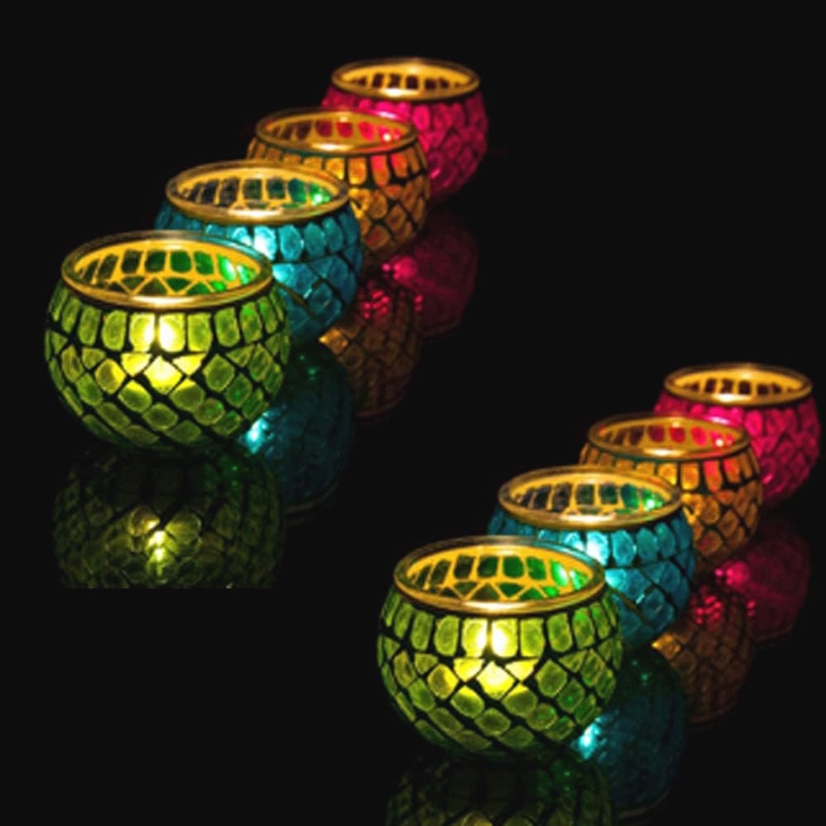 Rom Mozaïek Kaarsenhouder Vintage Tealight voor Romantische Decoratie