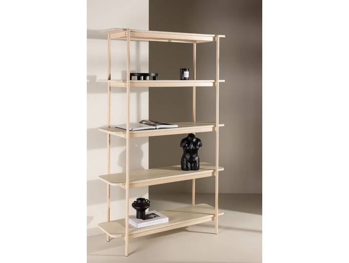 Ablageregal VENTURE HOME Heim, schlankes Standregal mit Stahlrahmen, Höhe 190 cm , beige (weißgewaschen), B:120cm H:190cm T:40cm, MDF, Stahl, Regale, Ablageregal, Ablageregal, MDF, Stahlrahmen, FSC-zertifiziert
