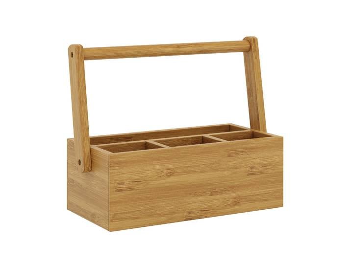 Schreibtisch Organizer Bambus 4 Fächer mit Tragegriff