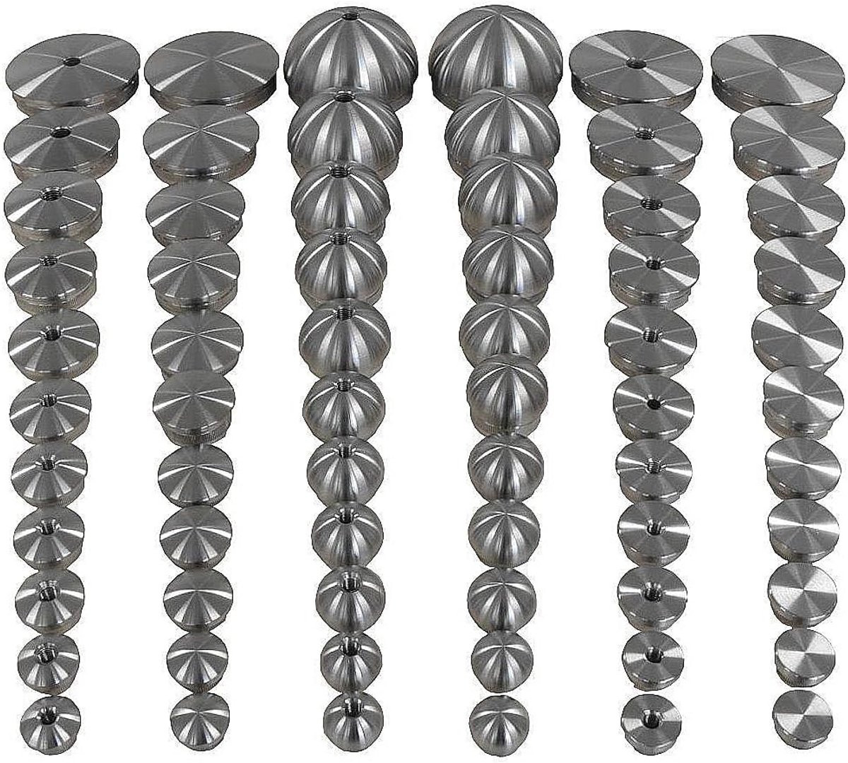 Gebogen Roestvrijstalen Eindkap voor Buis 48.3 mm met M10 Schroefdraad - 2 mm Wanddikte