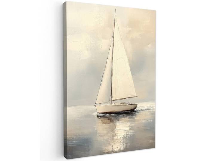 MuchoWow Leinwandbild Segelschiff - Meer - Bewölkt Wanddeko Schlafzimmer 60x90 cm, Creme, Kiefer, Abstrakt, Rechteckig, 60x90 cm, gerahmt, Bilder & Rahmen, Bilder, Leinwandbilder