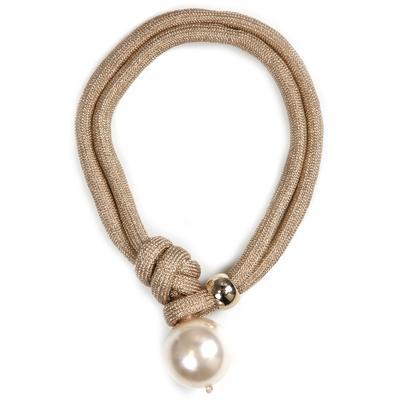 Collier FIRETTI "elegant, auffallend, im mehrreihigen Stil", gelb (gelbgoldfarben, creme), Halsketten, Damen, Metall Perlen Polyester, L: 45, Metall, Perlen, Polyester, Collier, mit Acrylperle