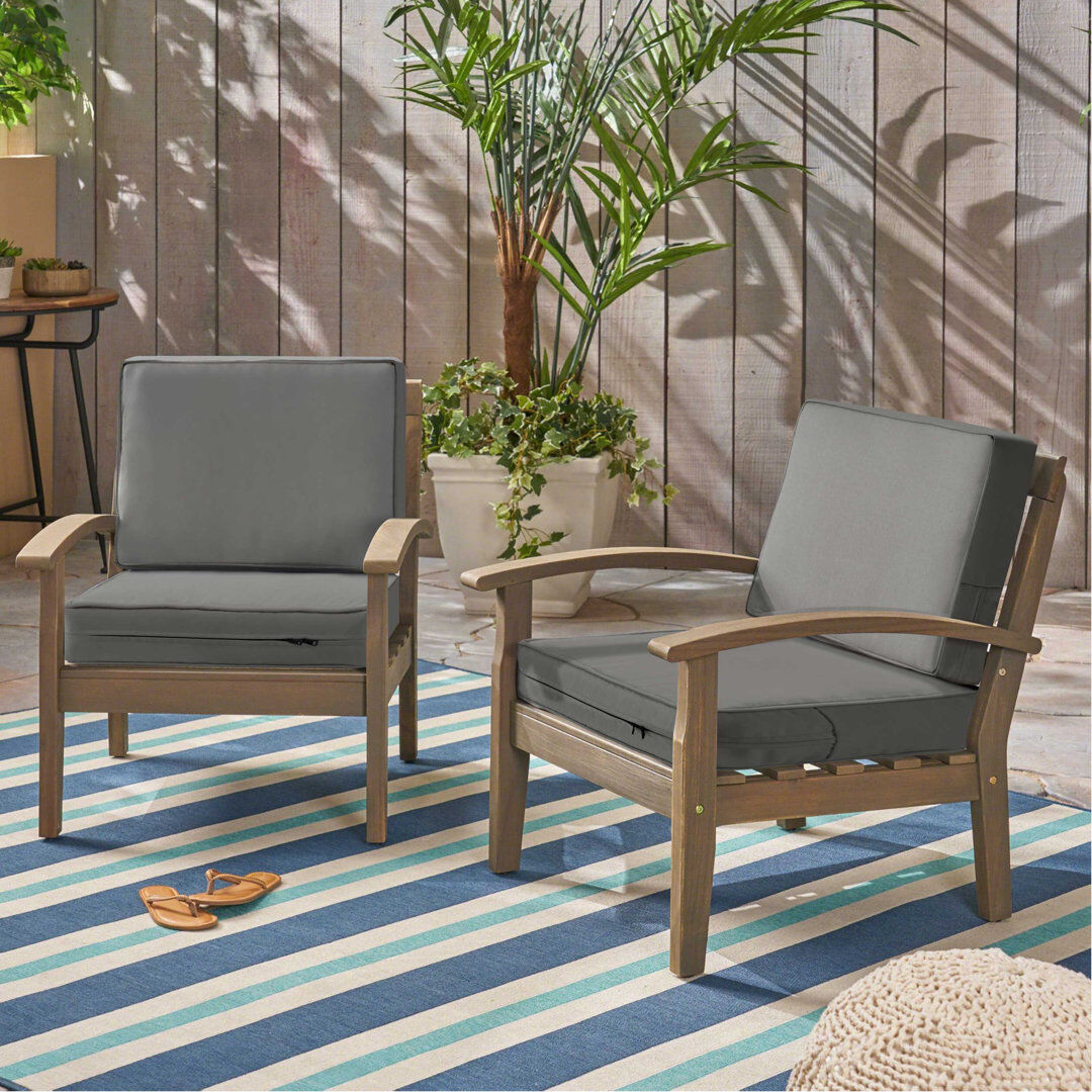 Blue Elephant Latitude Run® 4 - Piece Outdoor Cushion Cover Charcoal Grey 48.3cm W