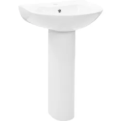 Helloshop26 - Freistehendes Waschbecken mit weißem Keramiksockel 52 cm Becken Badezimmer 02_0002567