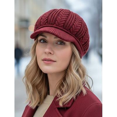 Strickmütze für Damen mit Fleecefutter, verschiedene Farben, warme und kuschelige Wintermütze
