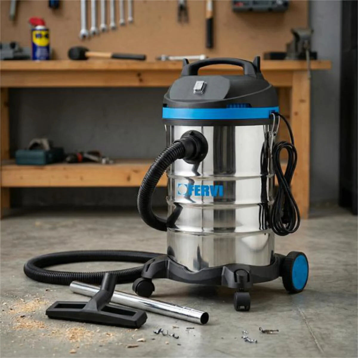 Fervi A040/301P Aspirapolvere aspiraliquidi 30L aspirazione e soffiaggio