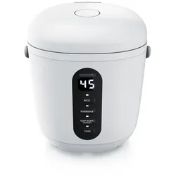 Arendo Reiskocher digital 0,8L mit Messbecher & Reislöffel, 2 Kochprogramme, Warmhaltefunktion, Timer, 300W, Weiß