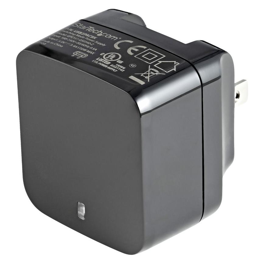 StarTech 2 Port USB Ladegerät / Netzteil - 2-fach Ladestecker 17 Watt / 3.4 Amp - Dual Reiseladegerät 110... (17 W, 2 Ports) (USB2PACBK)