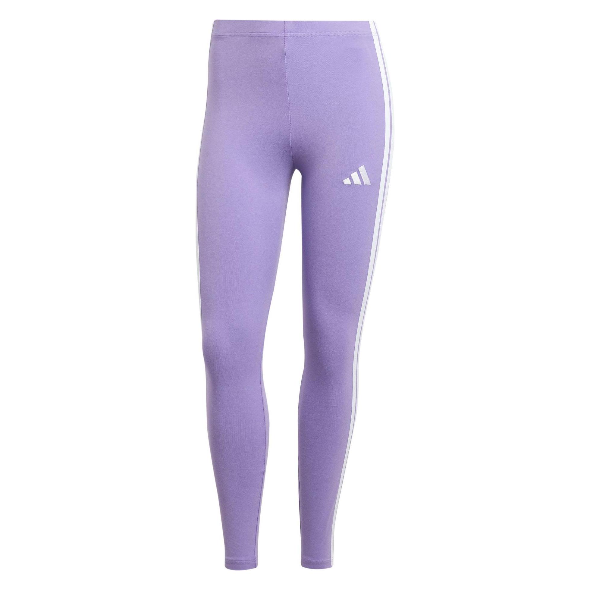 Adidas Damen Essentials 3-Stripes Cotton Leggings, Violet Fusion/White, XS (XS) (JE0074)