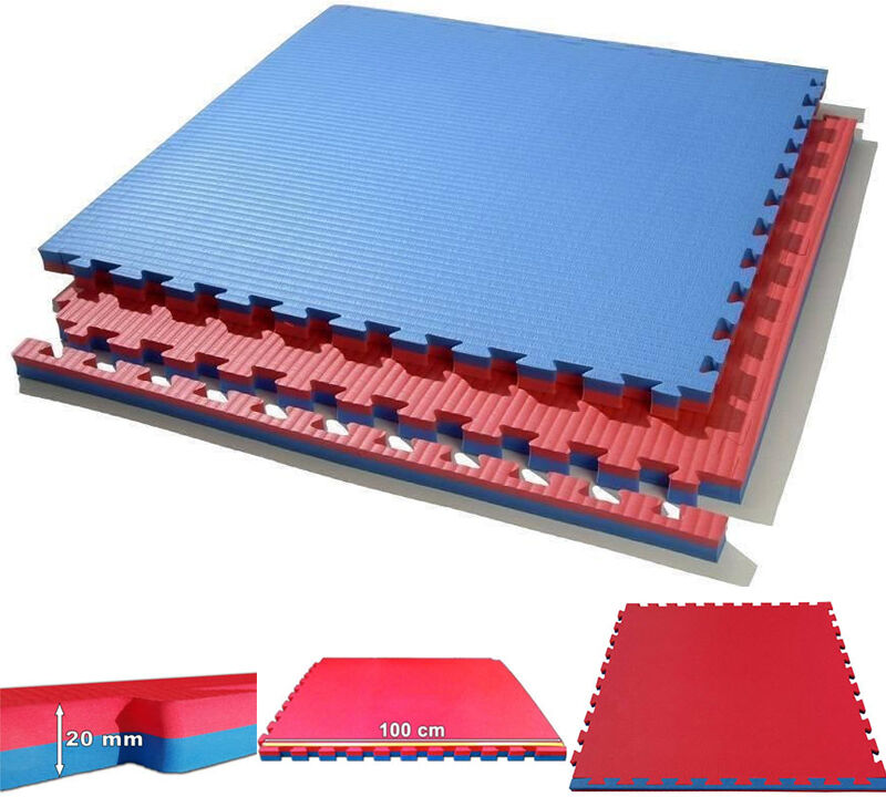 Tatami Puzzle reversível Kinefis cor azul - vermelho (grossura 20 mm)