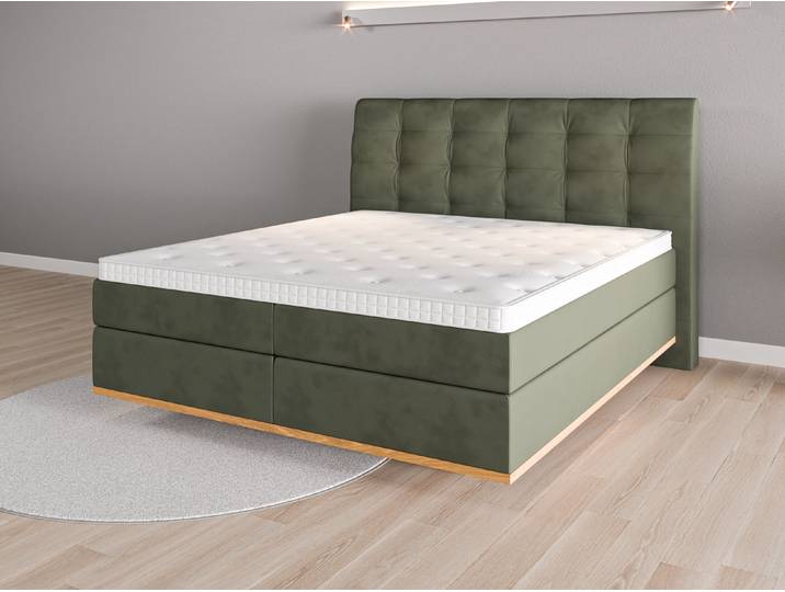 Boxspringbett 180x200 Nr. 1 - Grün (Waldgrün) - Vintage Velours
