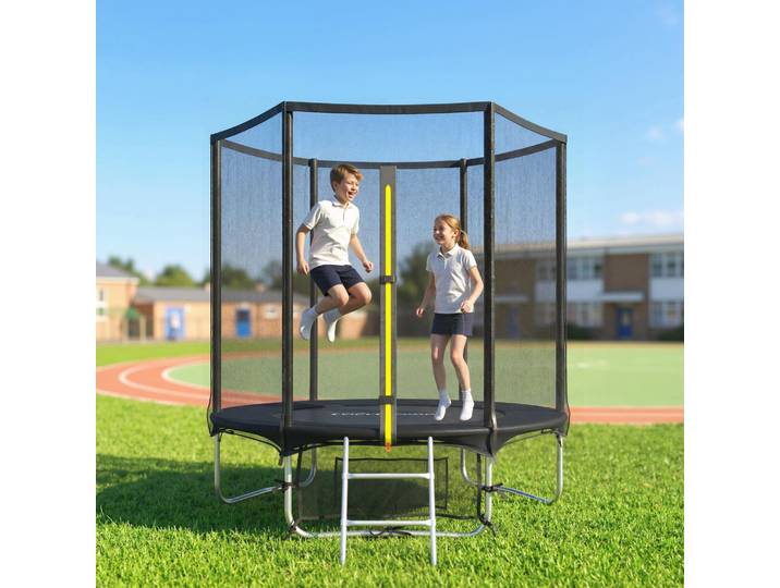 SPORTNOW Trampoline Ø183cm Extérieur Filet Sécurité Échelle Noir