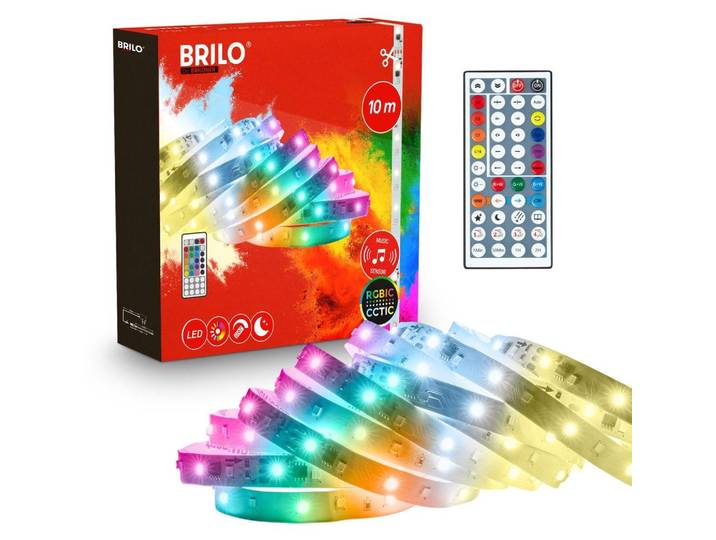 Briloner LED Band Fernbedienung 10m CCTIC RGBIC Farbwechsel Dimmbar Weiß - LED Stripe Wohnzimmer Party Gaming