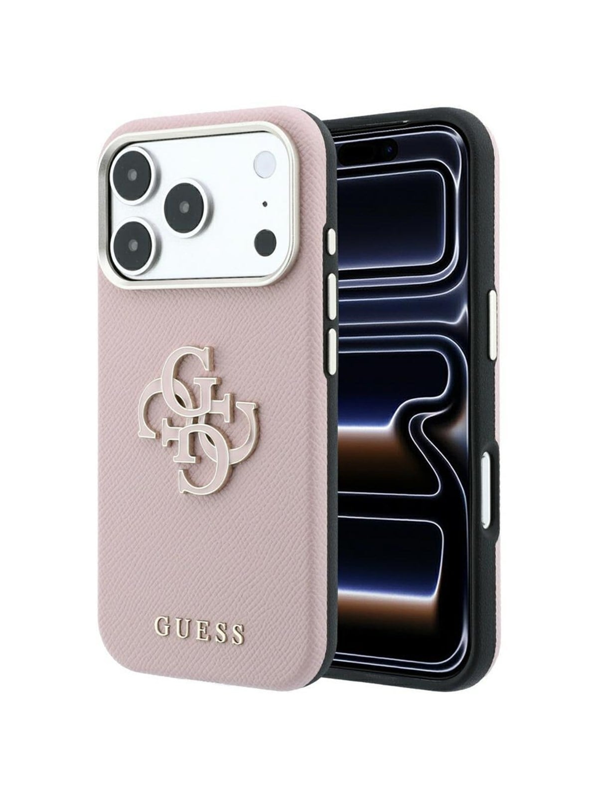 GUESS Grained & Big Resin Logo Case for iPhone 18 Pro / 17 Pro - Pink