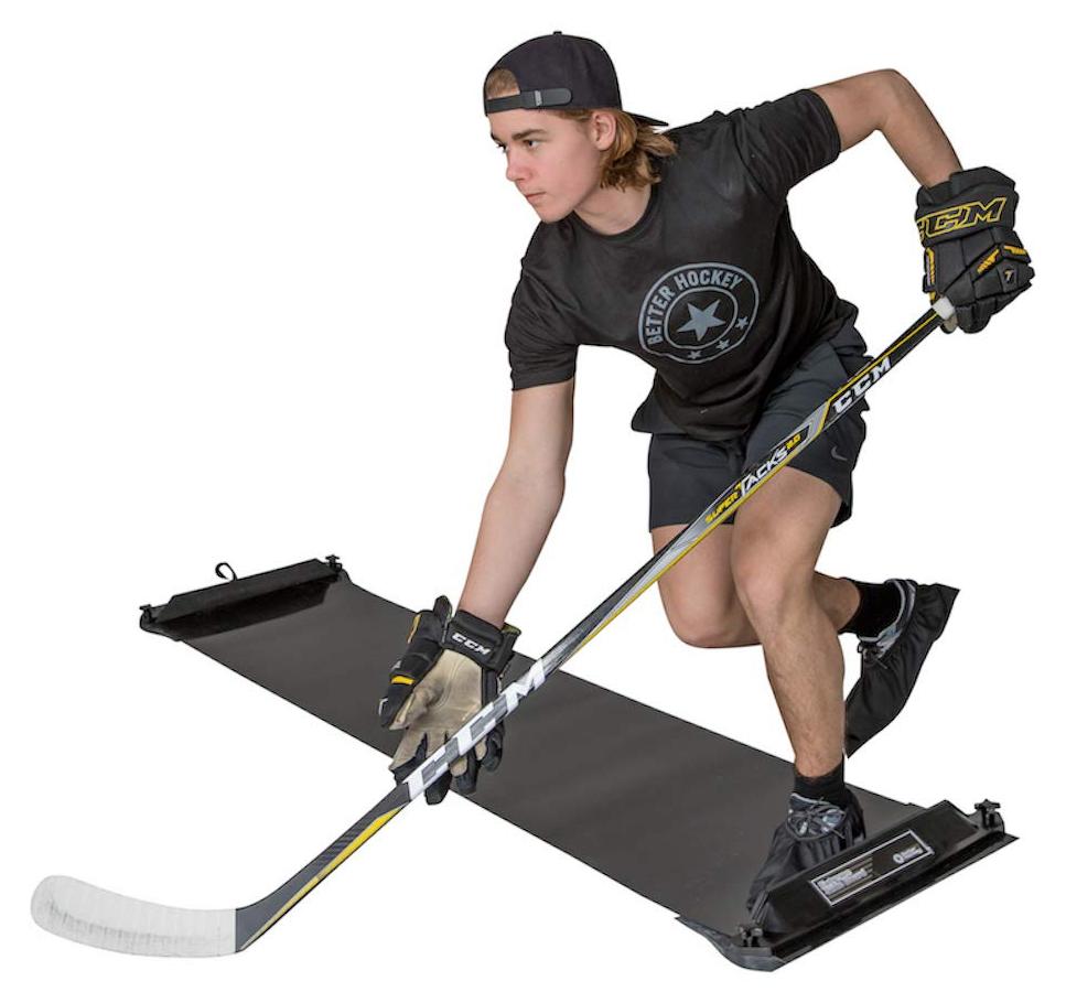 Hockey Slide Board Pro, verstellbar, mit 3 Paar Gleitschuhen