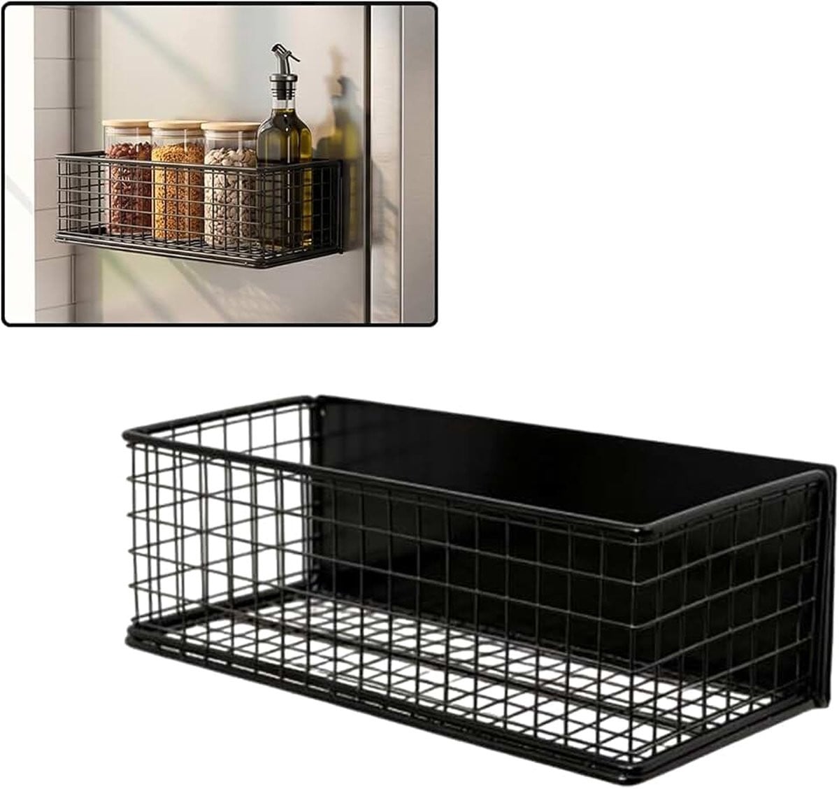 Magnetische Opbergmand en Pennenhouder voor Kluisorganizer, Koelkast of Whiteboard - Zwart