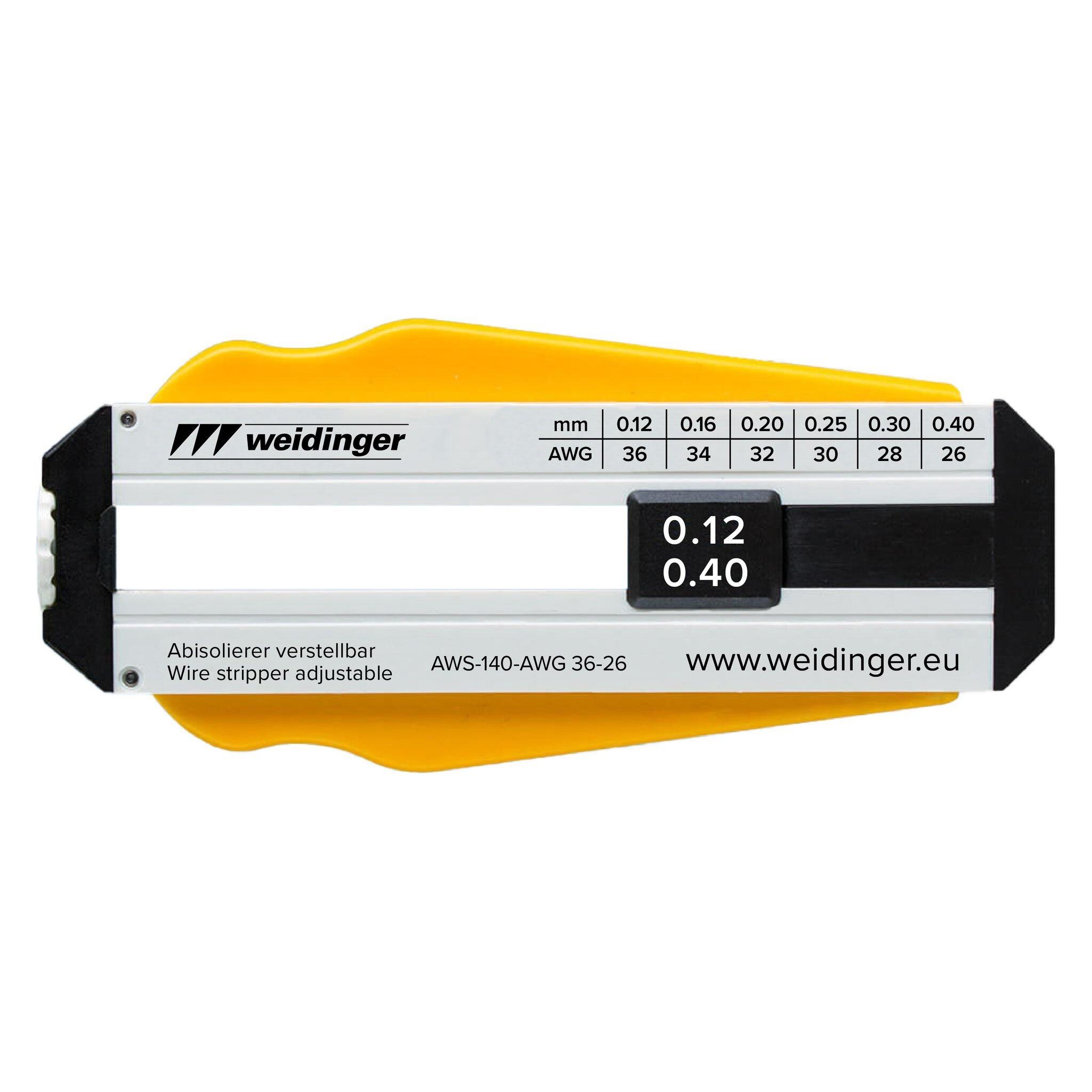 Weidinger Abisolierer für AWG 36-26, verstellbar, für PVC- und PTFE-Drähte, Ø 0,12 - 0,4 mm (AWS-140-AWG 36-26)