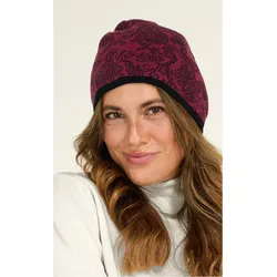 Baumwoll-Mütze in Jacquard weinrot von DW-Shop, Weinrot