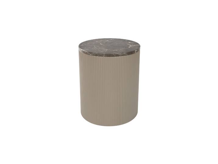 Table d'appoint ronde en marbre et métal beige Anna