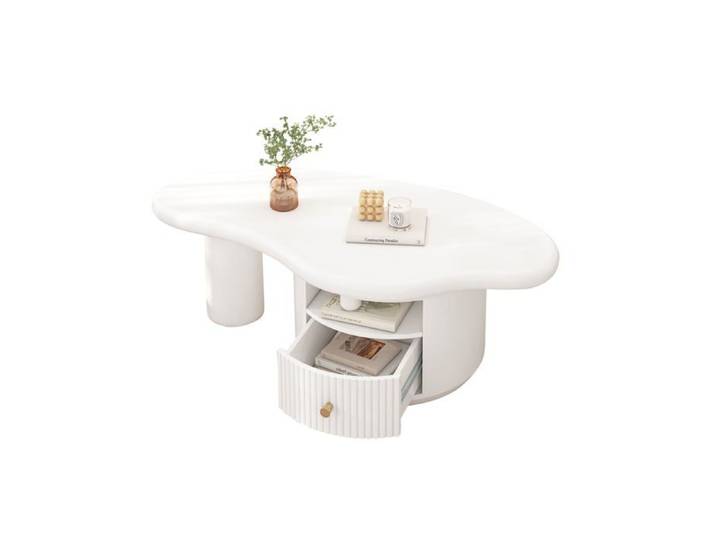 Logidon Table basse nuage irrégulière 110x60 cm tiroir