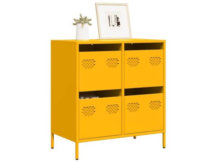 Jkghdrt Sideboard Senfgelb 68x39x73,5 cm Kaltgewalzter Stahl Glatte Oberfläche, Metallfüße, viel Stauraum, pflegeleicht, vielseitig nutzbar