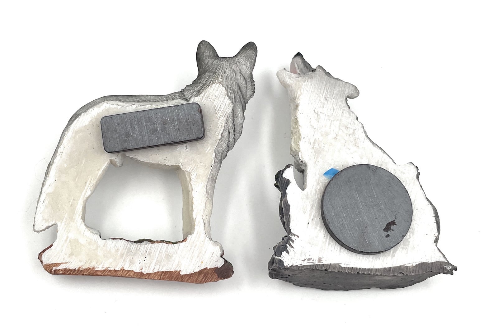 Onwomania Set van 2 Koelkastmagneten Huilende Wolf, Grijs, Polyresin, 7 cm