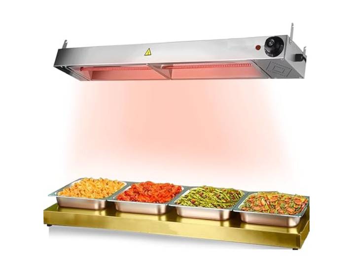 DBMGB Wärmelampe Küche Gastro, Edelstahl Hängende Speisenwärmer Lampe Wärmebrücke Essen mit Drehknopf-Temperaturregelung, Kommerziell Wärmebrücke Speisenwärmer für Küche, Buffets und Hotel