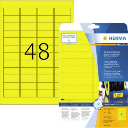 Herma 8030 Folien-Etiketten 45.7 x 21.2mm Polyester-Folie Gelb 1200 St. Extra stark haftend Laserdrucker, Farblaserdrucker