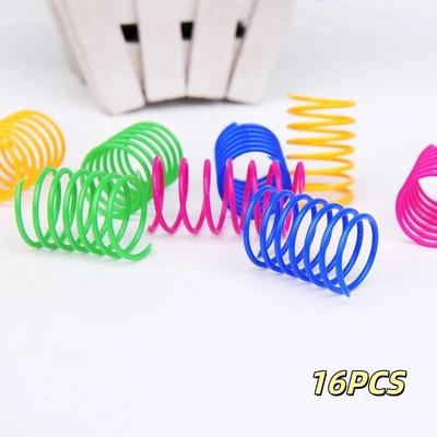 Uplift Picks Colorful Plastic Cat Spring Toy For Jumping Chasing And Indoor Kitten Play 16 Pcs