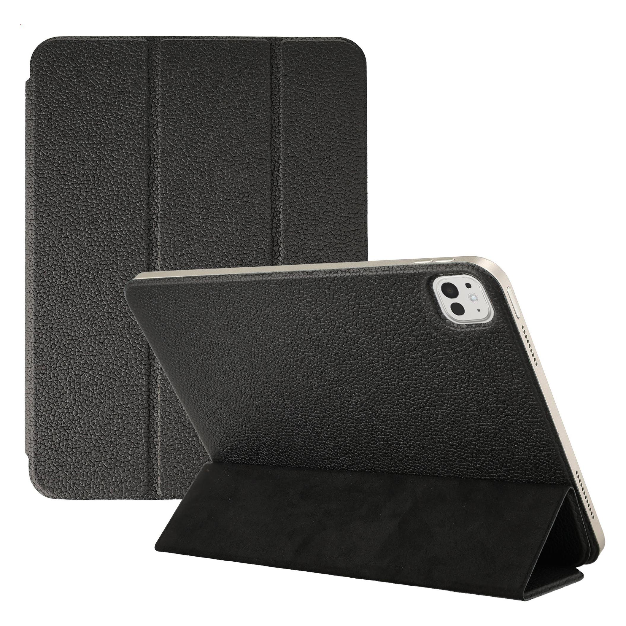 Accezz Leather Trifold Bookcase Apple iPad Pro 13 (2025) M5 / (2024) M4 - Zwart (Apple iPad Pro 13 2024, Apple iPad Pro 13 2025) (SH00096906)