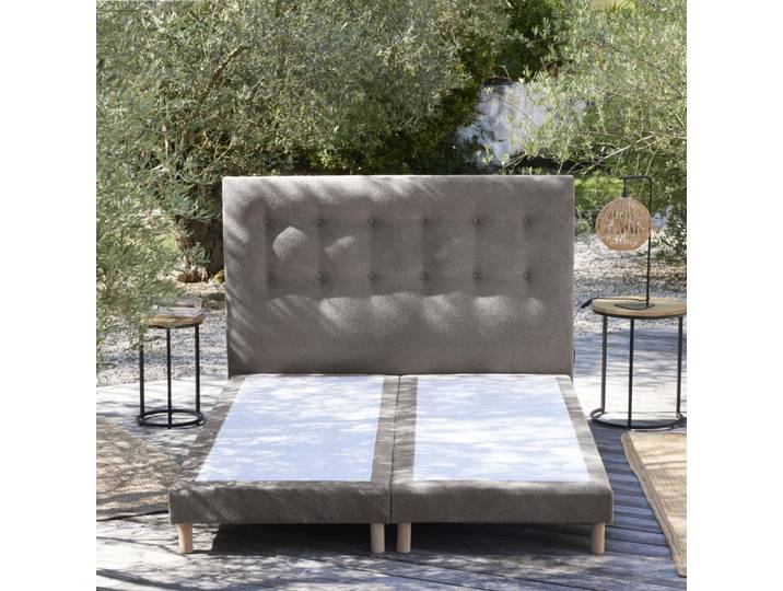Ensemble sommier tête de lit eden gris gris 2x90 x 200