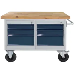 PROREGAL Mobile Werkbank Rhino mit 6 Schubladen | HxBxT 83x130x60cm | Traglast 500kg | Lichtgrau/Anthrazitgrau