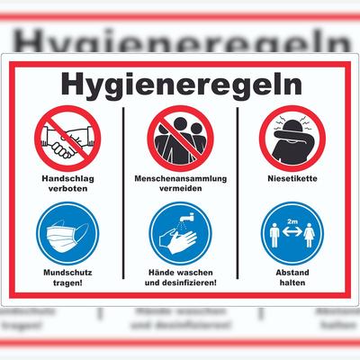 HB-Druck Hygieneregeln Symbol und Text Aufkleber A0 (841x1189mm)