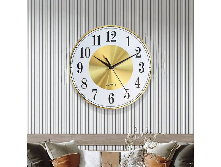 Horloge murale silencieuse à quartz pour restaurant, horloge murale numérique ronde, décoration murale pour salon et chambre, horloge numérique, décoration intérieure