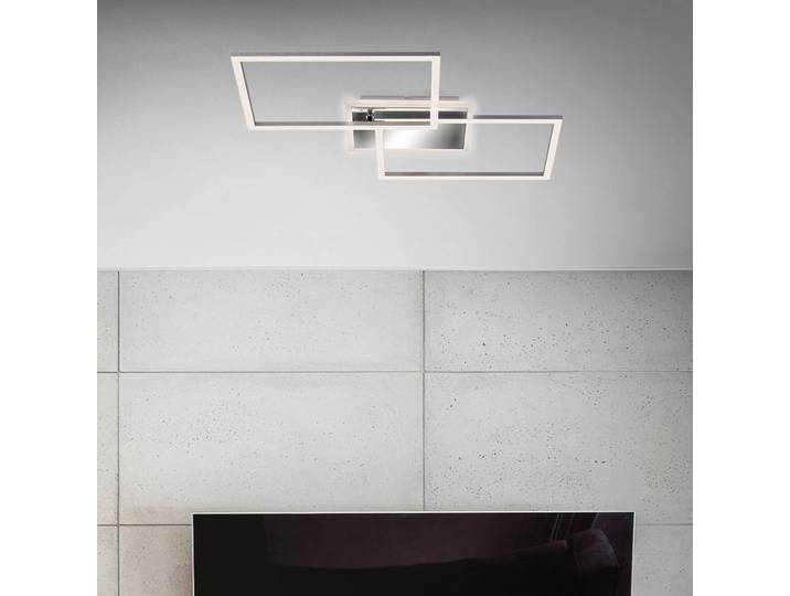 Briloner LED Deckenlampe Frame, dimmbar, alu / grau / zink, für Wohn- / Esszimmer, Metall, Modern, LED Deckenleuchte