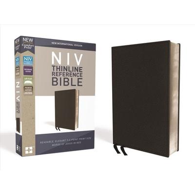 Niv, Thinline Reference Bible (Deep Study at a Portable Size), Genuine Leather, Calfskin, Black, Red Letter, Comfort Print, Gebundene Ausgabe von