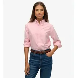 Superdry für Damen. W4010565A Oxford Slim Hemd mit langen Ärmeln in Rosa (M), Lässig, Baumwolle, Klassisch, Langarm