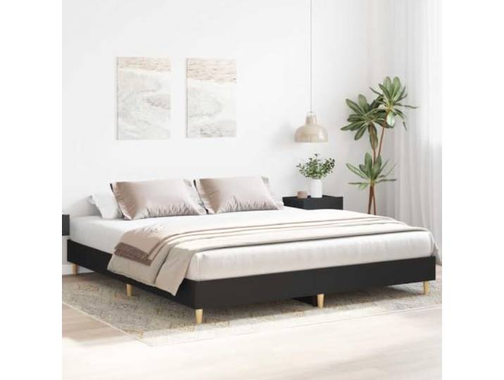 KTHLBRH Bettgestell schwarz 200 x 200 cm ohne Matratze Technisches Holz, Lattenrost, stabile Beine, Montage erforderlich