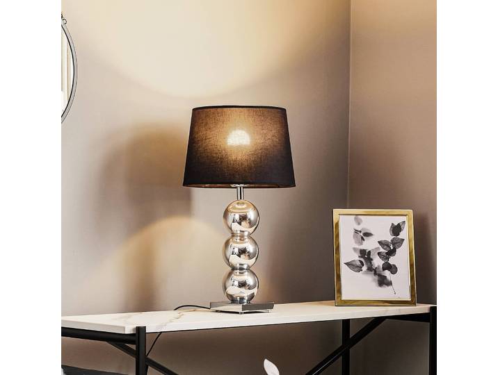 Tischlampe Fulda Argon, schwarz, für Wohn- / Esszimmer, Textil / Stoff / Seide, Tischlampe