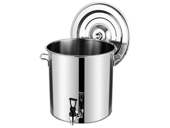 THEGA Hochwertiger Edelstahl-Braukessel Mit Zapfhahn, Professioneller Kochtopf Und Milchkanne Mit Zapfhahn, Ideal Zum Bierbrauen, Einmachen Und Kochen Im Freien, Inklusive Deckel(20L/18.8QT)