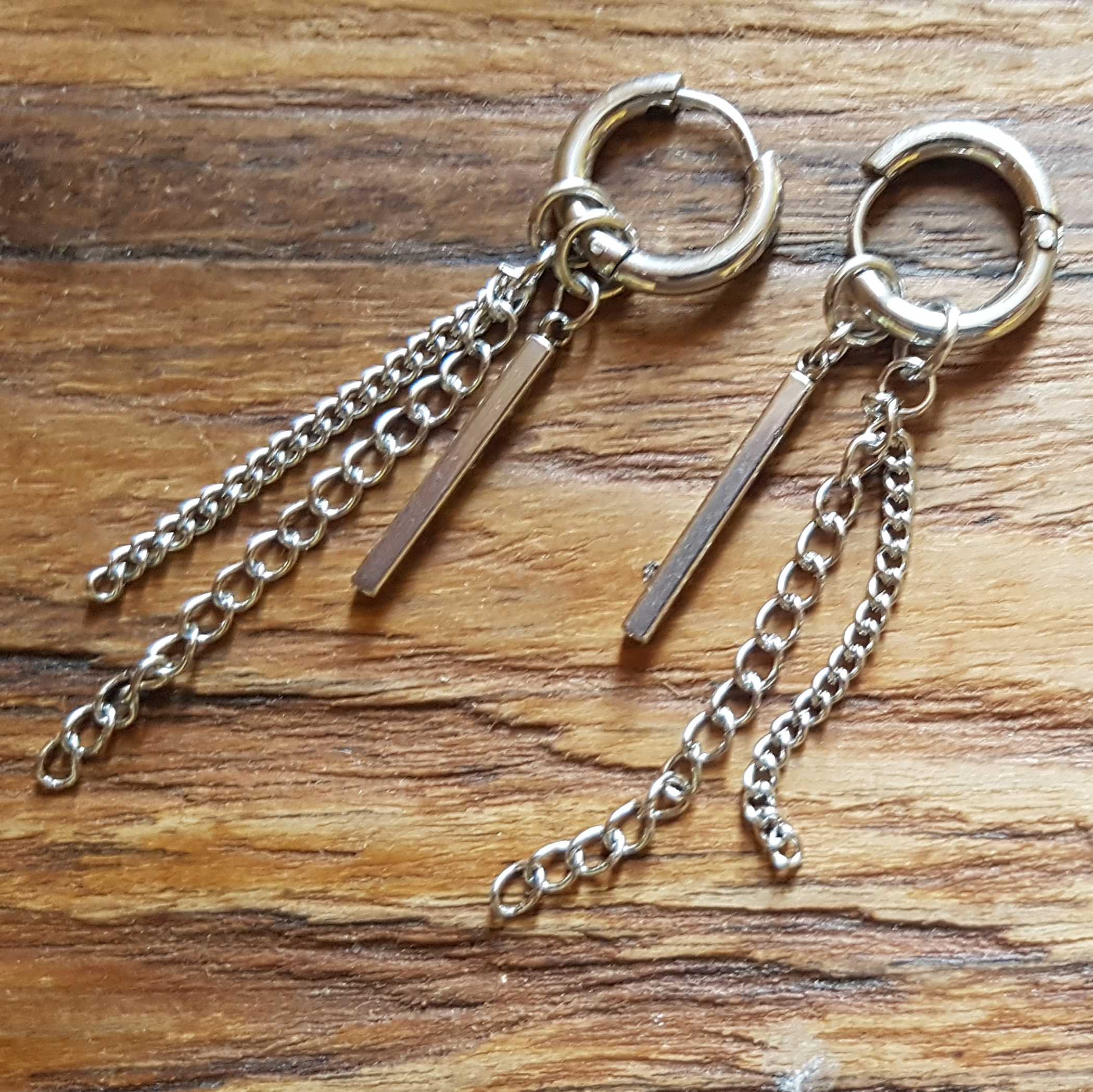 Paar Creolen FIRETTI "Schmuck Geschenk Chain", silber (edelstahlfarben), Ohrringe, Damen, 15mm, Edelstahl, Paar Creolen, Einhänger abnehmbar edelstahlfarben 15mm, Edelstahl