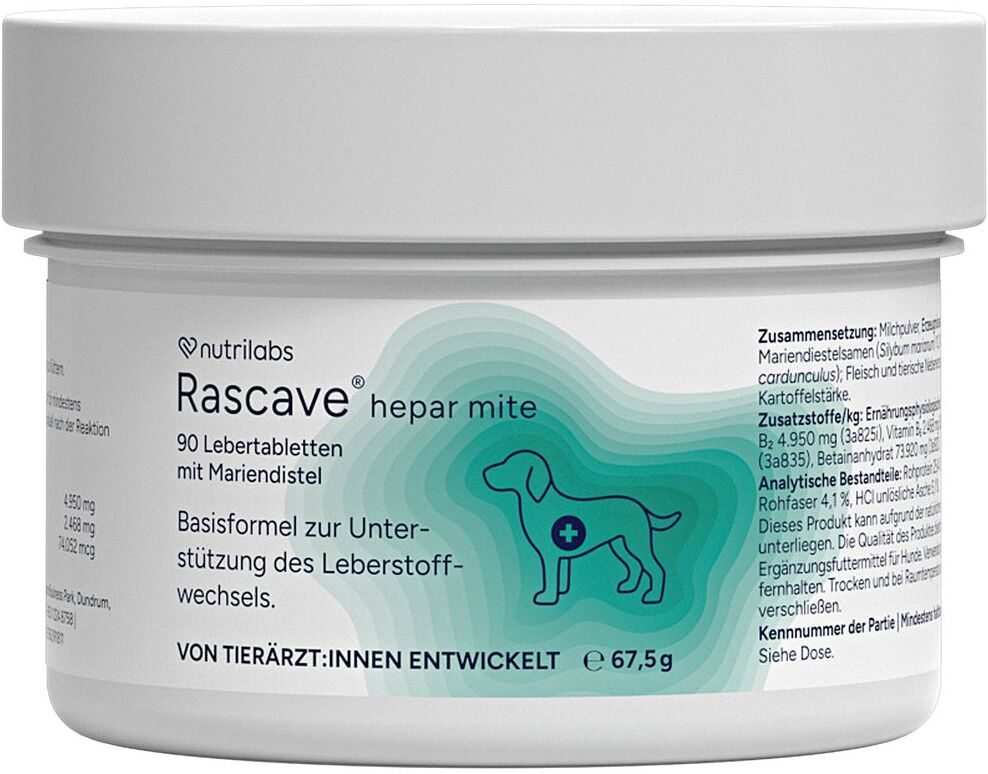 Nutrilabs Rascave hepar mite Kautabletten f.Hunde 90 St