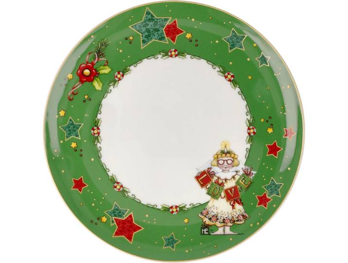 Goebel - Mary Engelbreit Bord Love Me Porselein - 23cm - Kerst