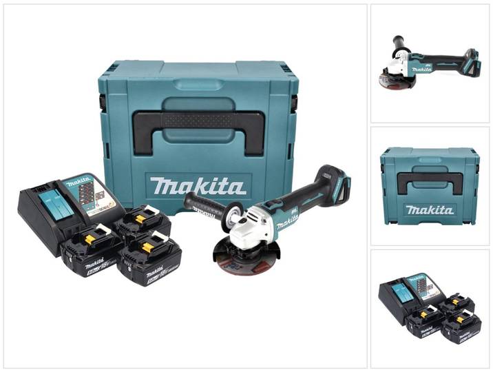 Makita DGA 504 RT3J Meuleuse d'angle sans fil 125mm Brushless 18V + 3x Batteries 5\,0Ah + Chargeur + Coffret Makpac