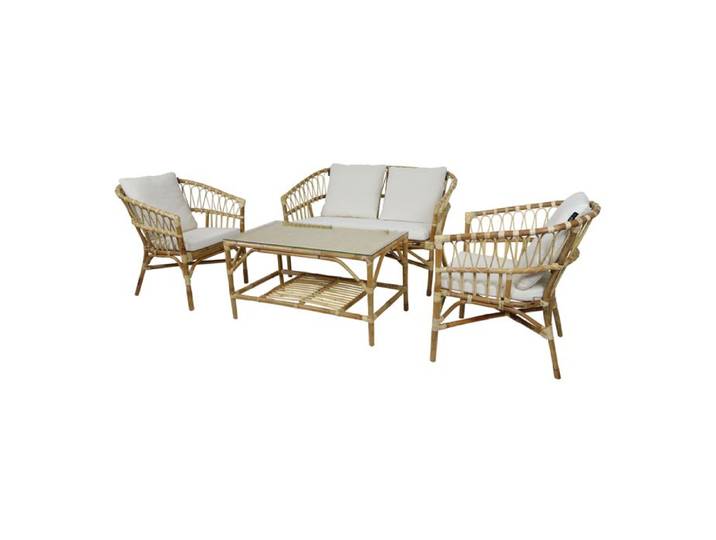 AXI Mary Salon de jardin avec 1 canapé 2 fauteuils et une table de jardin Canapé de Jardin 4 pièces en Rotin100 % Naturel