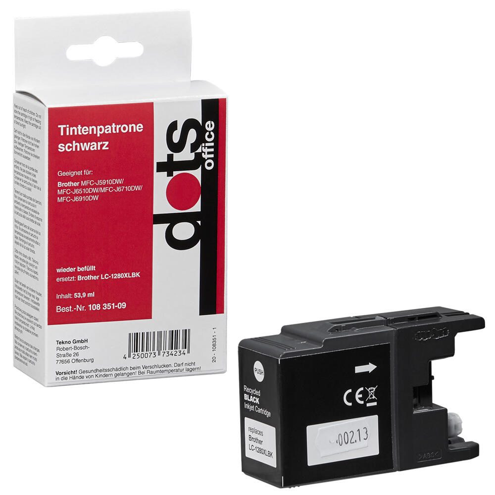 dots Druckerpatrone kompatibel zu brother LC-1280XLBK schwarz 1524,4001-DOTS