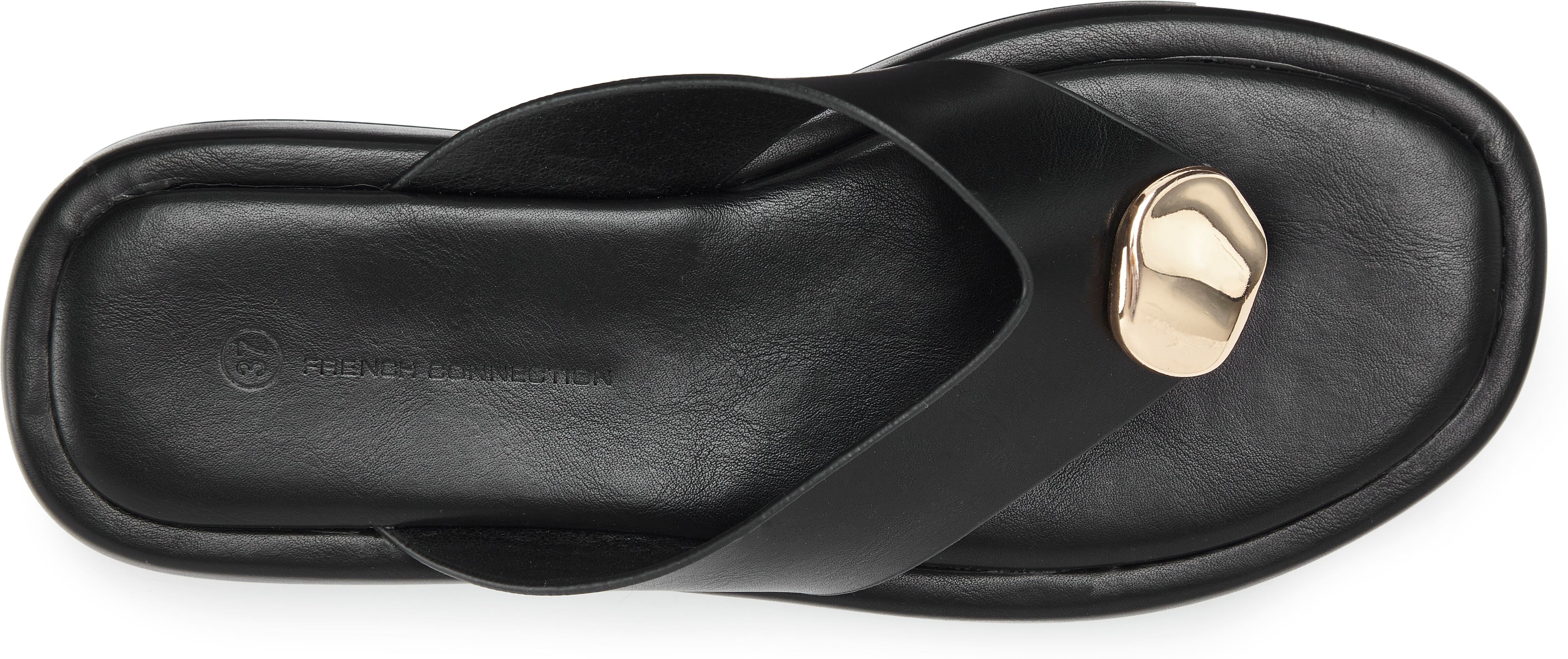 Zehentrenner FRENCH CONNECTION "Sandale, Pantolette, offener Schuh, Sommerschuhe", Damen, Gr. 41, Lederimitat, schwarz, Obermaterial: 100% Lederimitat. Decksohle: 100% Lederimitat. Futter: 100% Lederimitat. Laufsohle: 100% Synthetik, unifarben, Schuhe Zeh